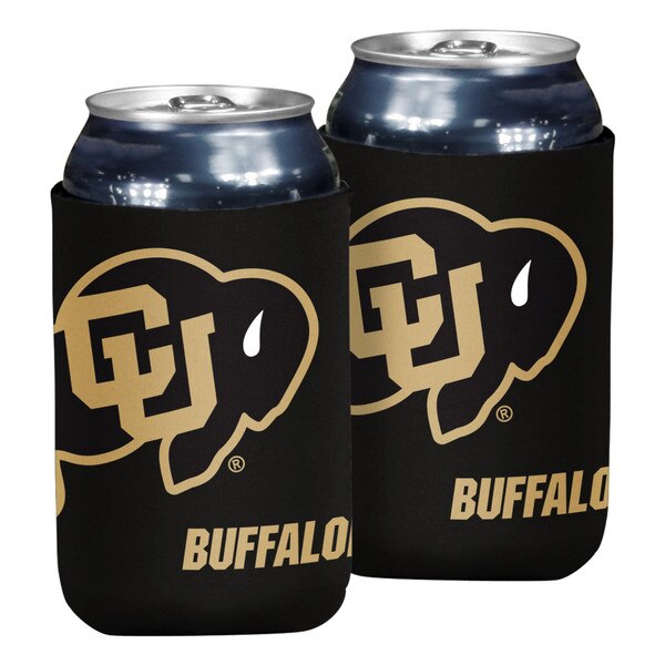 CU Buffaloes black neoprene can cooler with gold logo and Buffs text
